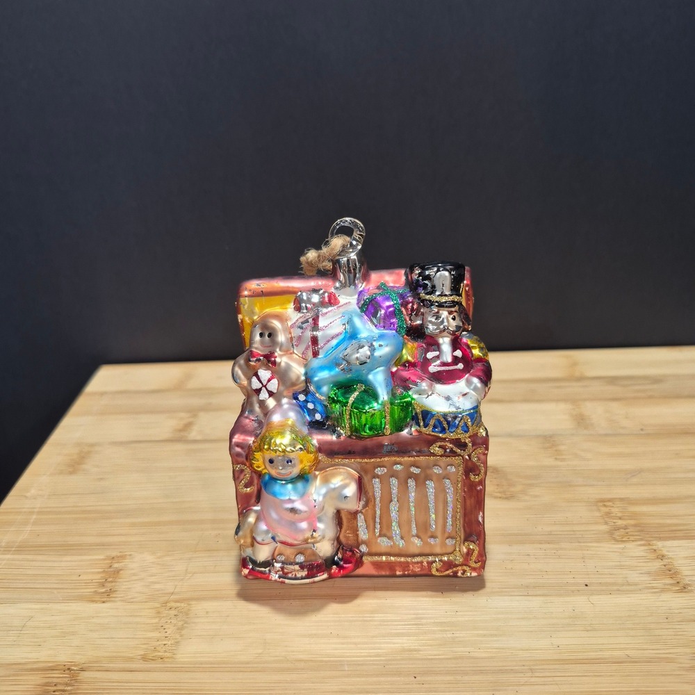 Pottery Barn Toy Chest Glass Blown Ornament Christmas Holiday Nostalgia